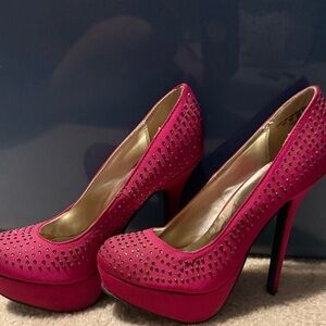 Steve Madden Glamorous Pink Platform Heels with Rhinestones